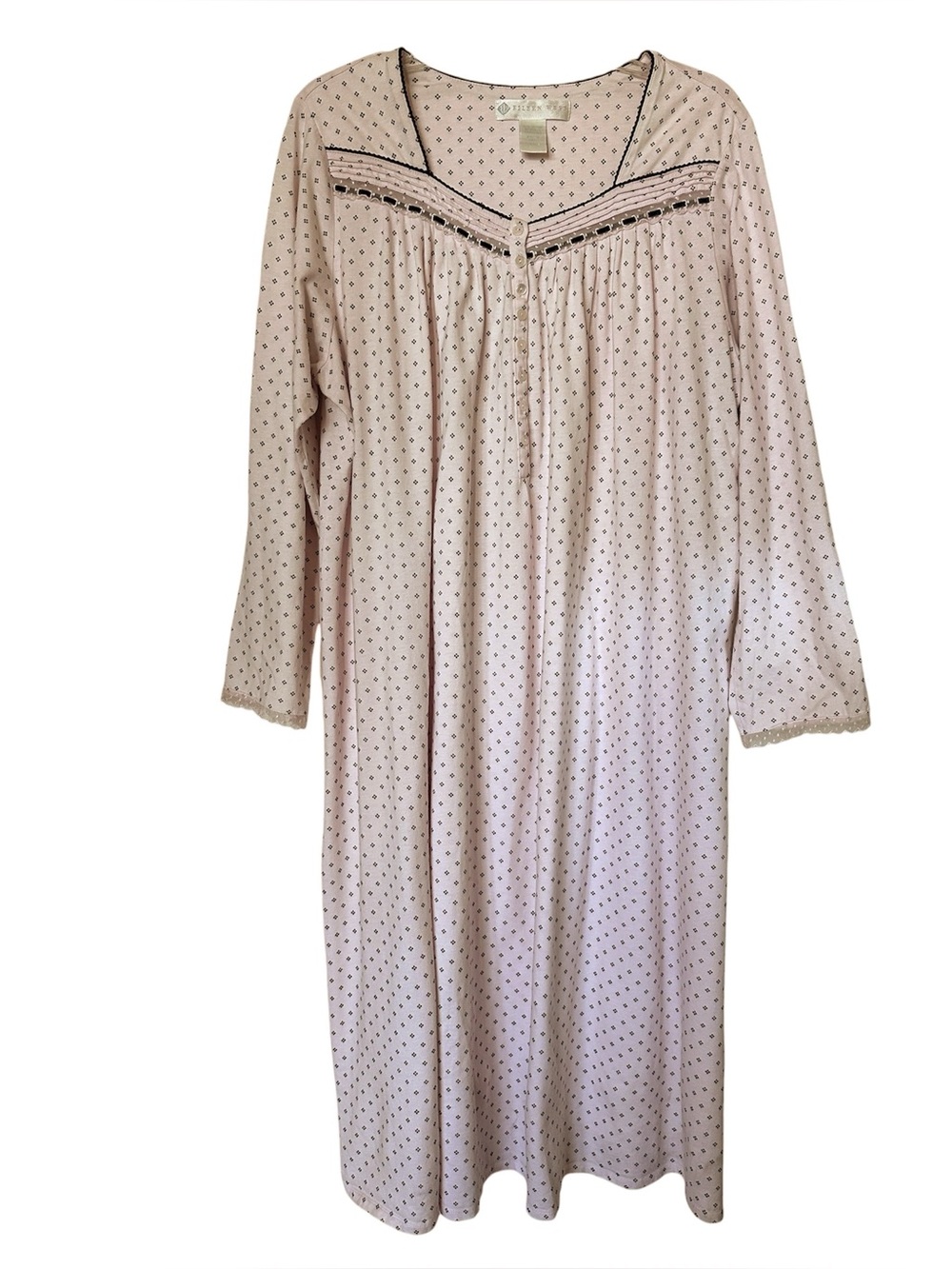 The Eileen West 100% Cotton Brushed Gown Feminine Pink & Black Print Sz Large